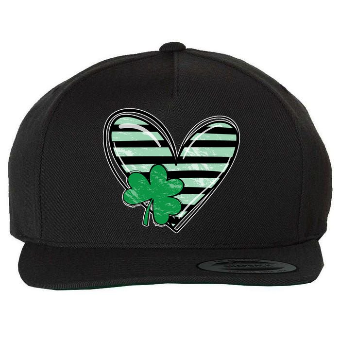 Shamrock Heart St Patrick Day Cute Wool Snapback Cap