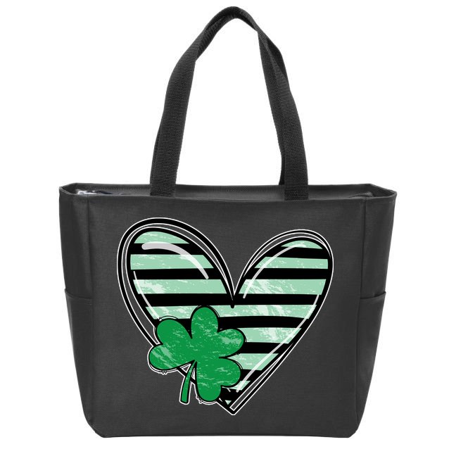 Shamrock Heart St Patrick Day Cute Zip Tote Bag