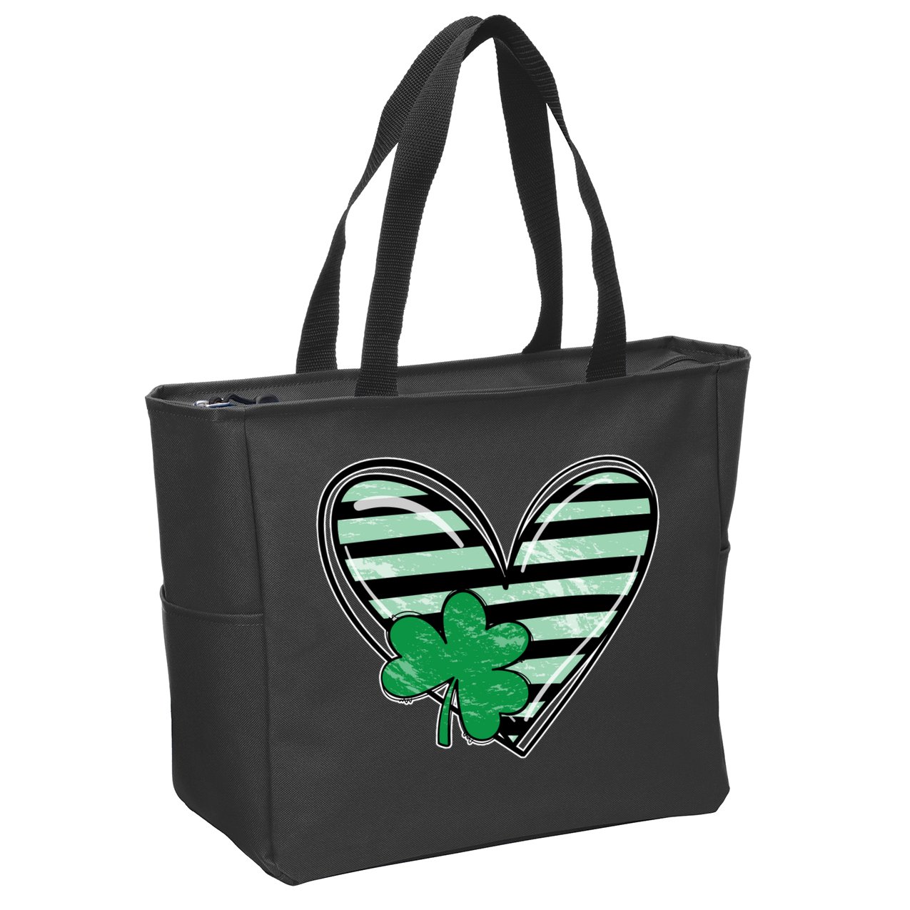 Shamrock Heart St Patrick Day Cute Zip Tote Bag