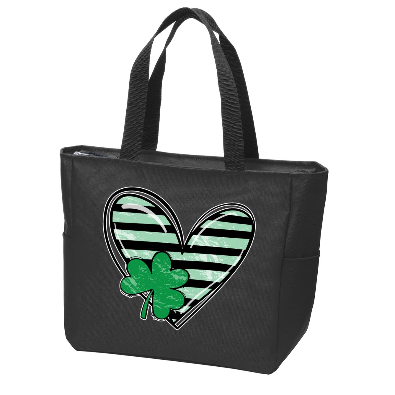 Shamrock Heart St Patrick Day Cute Zip Tote Bag