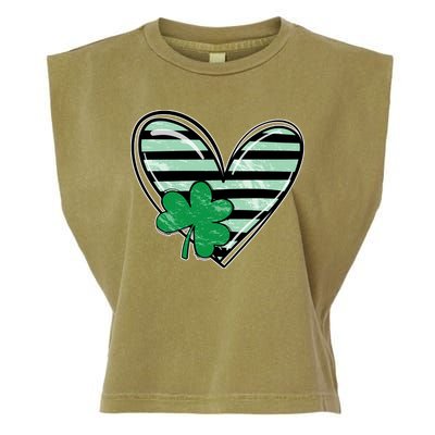 Shamrock Heart St Patrick Day Cute Garment-Dyed Women's Muscle Tee