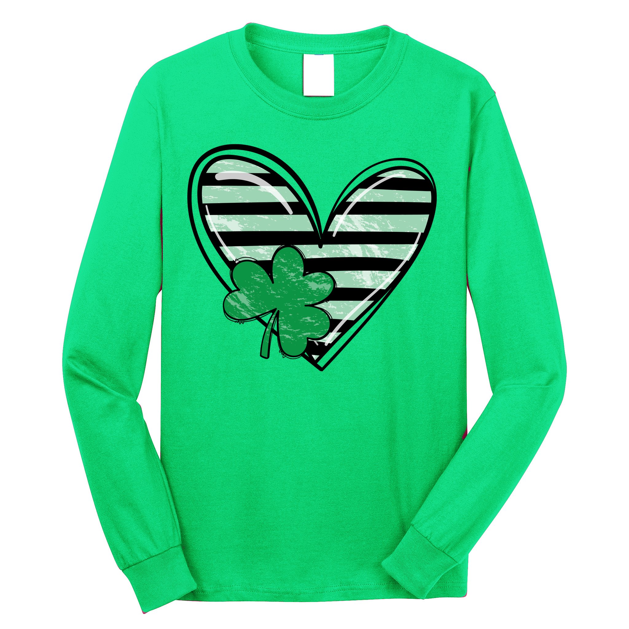 Shamrock Heart St Patrick Day Cute Long Sleeve Shirt