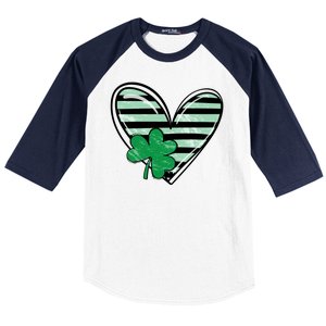 Shamrock Heart St Patrick Day Cute Baseball Sleeve Shirt