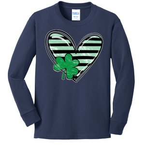 Shamrock Heart St Patrick Day Cute Kids Long Sleeve Shirt