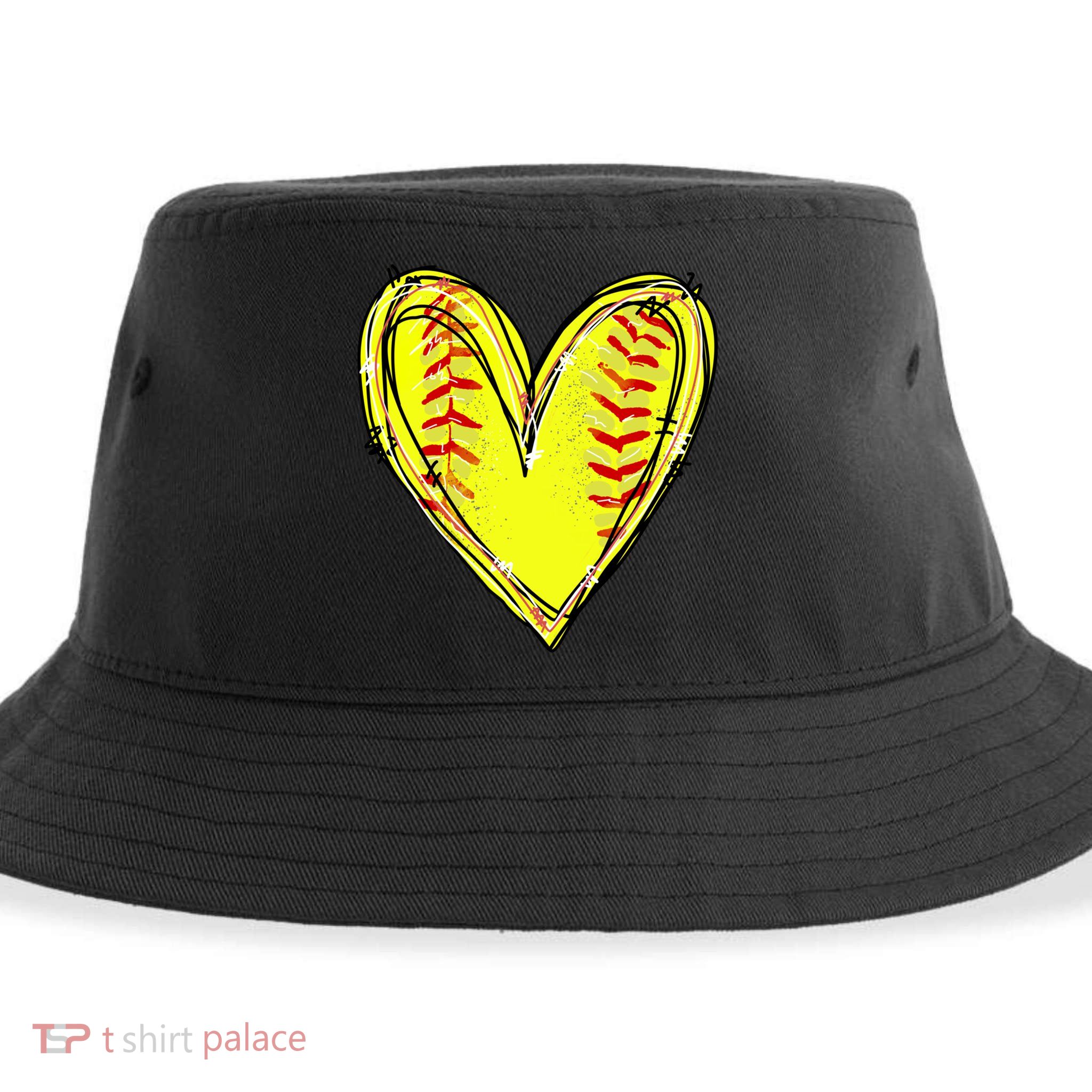 Softball Heart Softball Game Day Softball Mom Lovers Gift Sustainable Bucket Hat