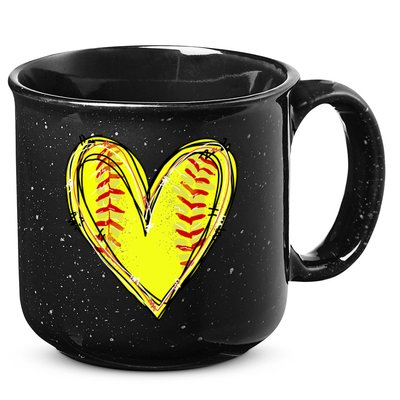 Softball Heart Softball Game Day Softball Mom Lovers Gift 15oz Campfire Ceramic Mug