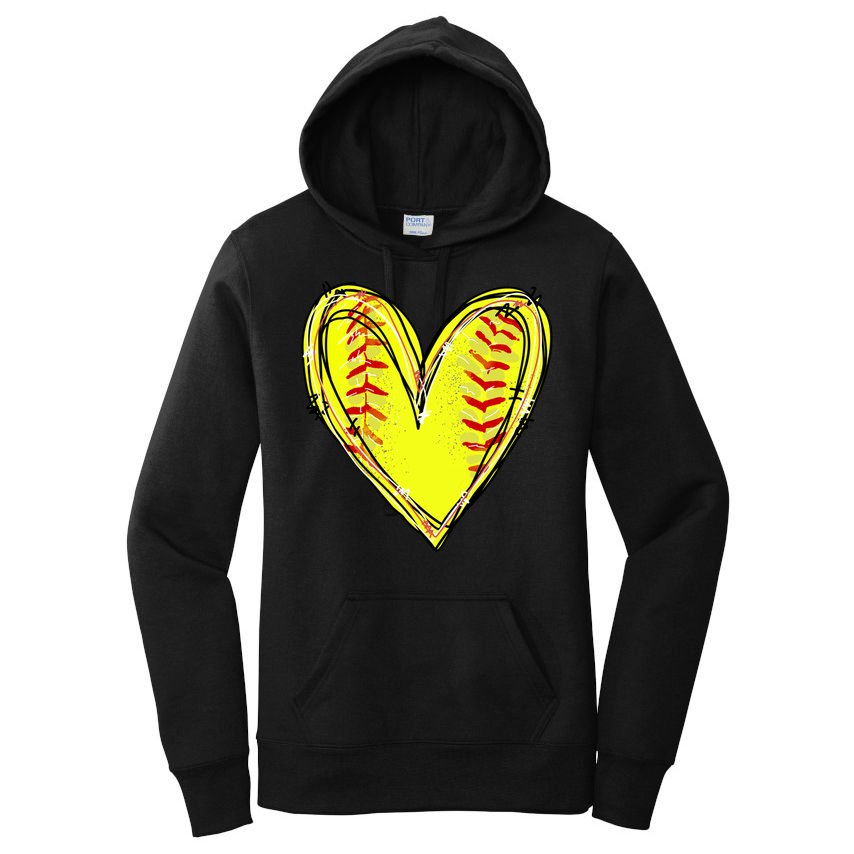 Softball Heart Softball Game Day Softball Mom Lovers Gift Women's Pullover Hoodie