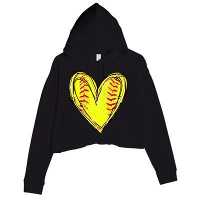 Softball Heart Softball Game Day Softball Mom Lovers Gift Crop Fleece Hoodie