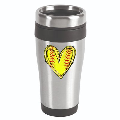 Softball Heart Softball Game Day Softball Mom Lovers Gift 16oz Travel Tumbler
