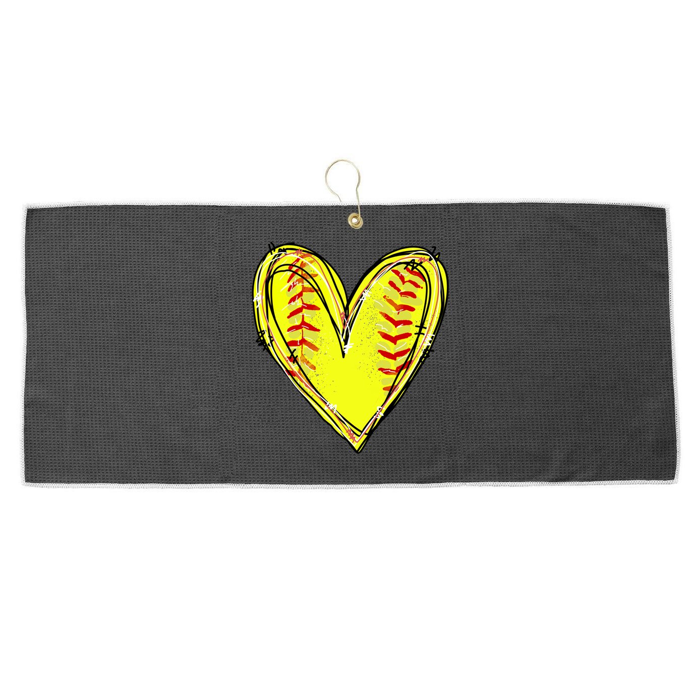 Softball Heart Softball Game Day Softball Mom Lovers Gift Large Microfiber Waffle Golf Towel