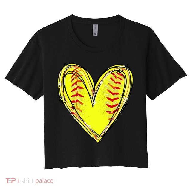 Softball Heart Softball Game Day Softball Mom Lovers Gift Crop Top