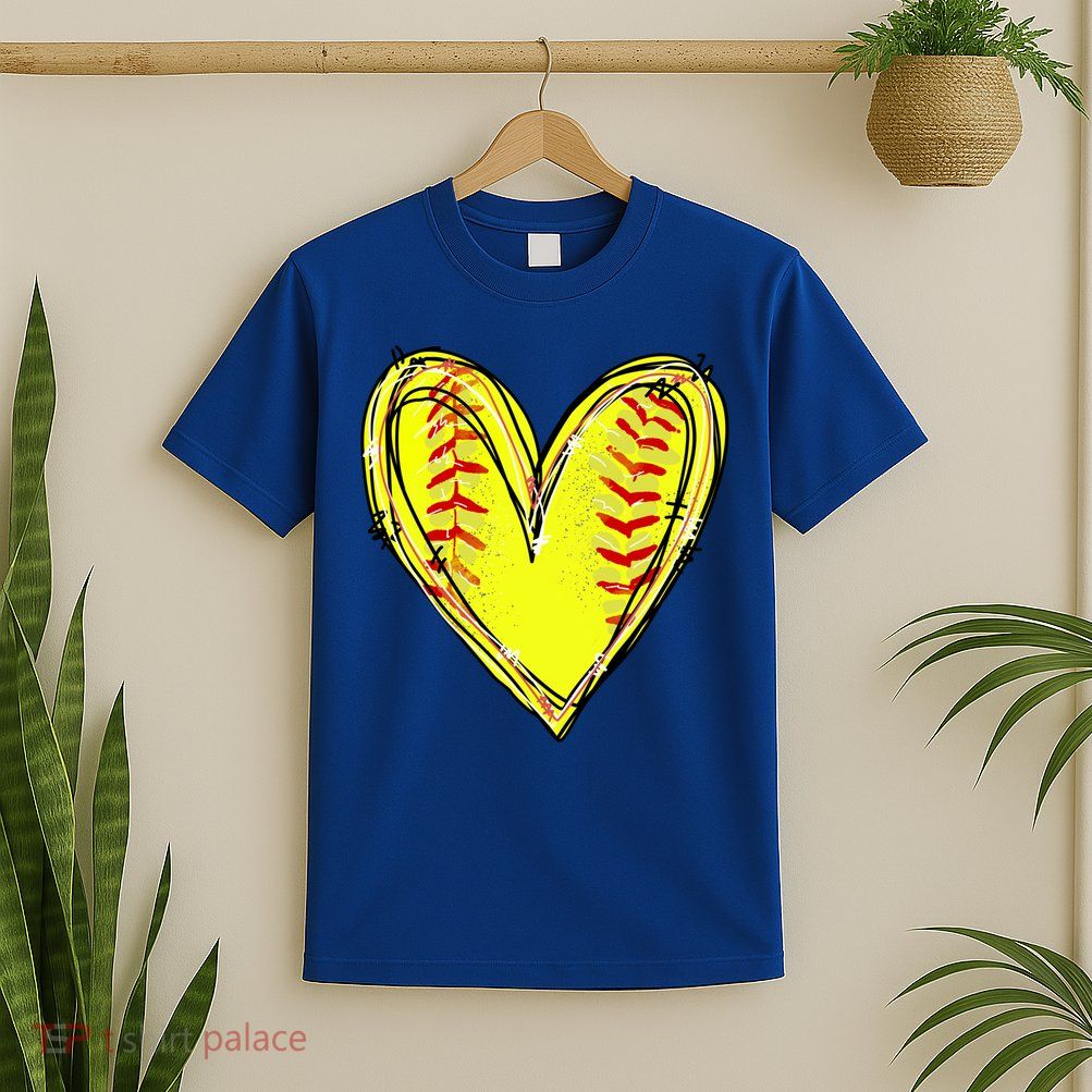 Softball Heart Softball Game Day Softball Mom Lovers Gift T-Shirt