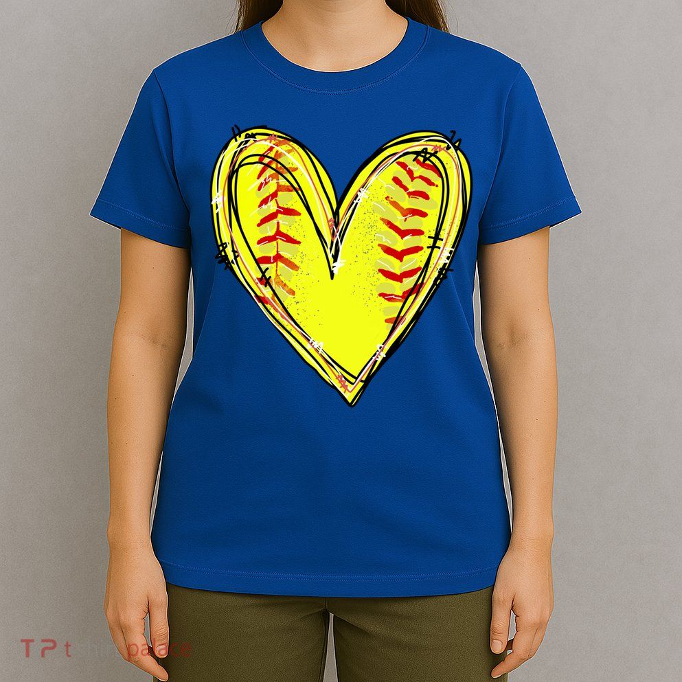 Softball Heart Softball Game Day Softball Mom Lovers Gift T-Shirt