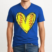 Softball Heart Softball Game Day Softball Mom Lovers Gift V-Neck T-Shirt