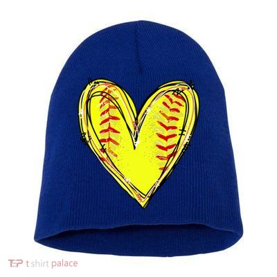 Softball Heart Softball Game Day Softball Mom Lovers Gift Short Acrylic Beanie