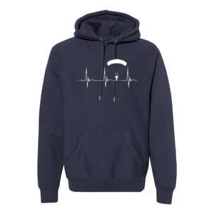 Skydiving Heartbeat Skydiver Skydive EKG Pulse Jump Premium Hoodie