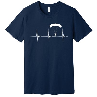 Skydiving Heartbeat Skydiver Skydive EKG Pulse Jump Premium T-Shirt