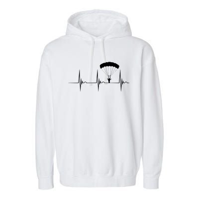 Skydiving Heartbeat Skydiver Skydive EKG Pulse Jump Garment-Dyed Fleece Hoodie