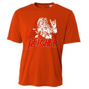 Sleigher Hail Santa Heavy Metal Christmas Cooling Performance Crew T-Shirt