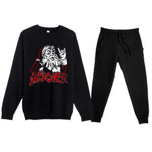 Sleigher Hail Santa Heavy Metal Christmas Premium Crewneck Sweatsuit Set