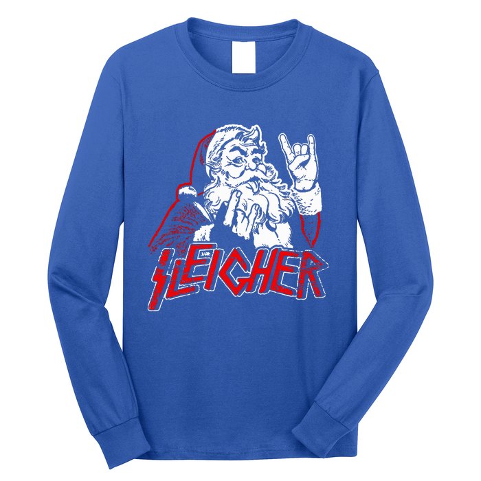 Sleigher Hail Santa Heavy Metal Christmas Long Sleeve Shirt