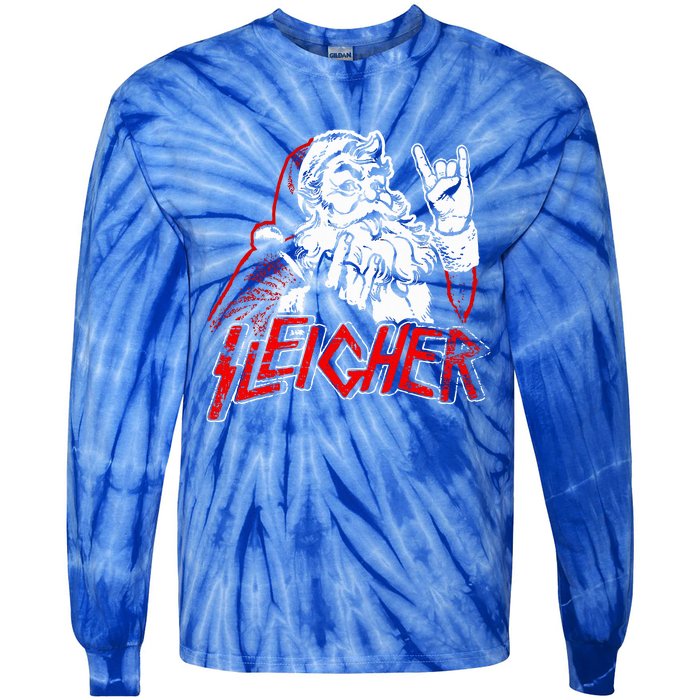 Sleigher Hail Santa Heavy Metal Christmas Tie-Dye Long Sleeve Shirt