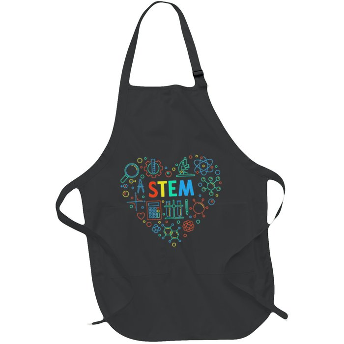 Stem Heart Science Technology Engineering Math Teachers Full-Length Apron With Pockets