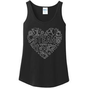 Steam Heart Shape Back To School Stem Teacher Science Fan Ladies Essential Tank