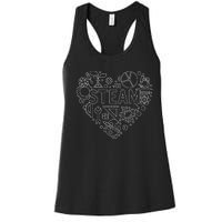 Steam Heart Shape Back To School Stem Teacher Science Fan Women's Racerback Tank