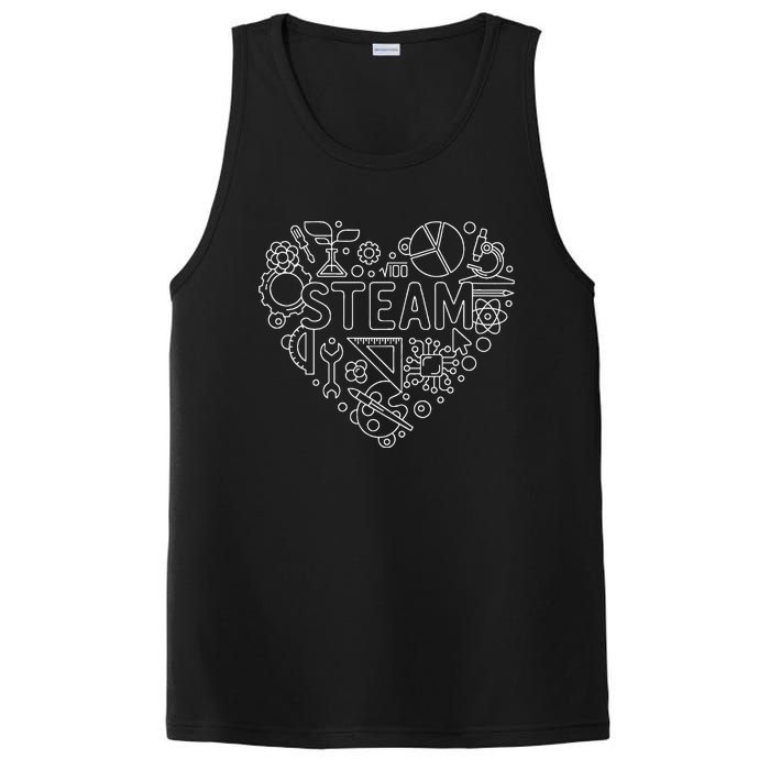 Steam Heart Shape Back To School Stem Teacher Science Fan PosiCharge Competitor Tank