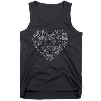 Steam Heart Shape Back To School Stem Teacher Science Fan Tank Top