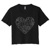 Steam Heart Shape Back To School Stem Teacher Science Fan Women's Crop Top Tee