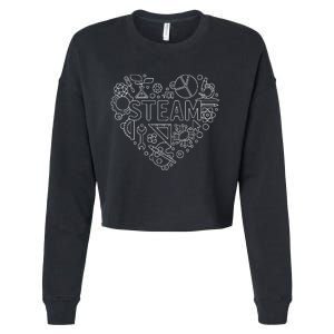 Steam Heart Shape Back To School Stem Teacher Science Fan Cropped Pullover Crew