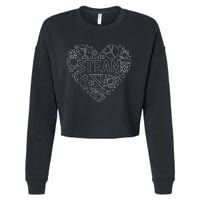 Steam Heart Shape Back To School Stem Teacher Science Fan Cropped Pullover Crew