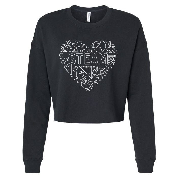 Steam Heart Shape Back To School Stem Teacher Science Fan Cropped Pullover Crew