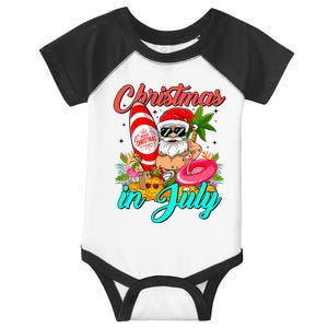 Santa Hat Summer Sunglasses Christmas In July Vacation Infant Baby Jersey Bodysuit