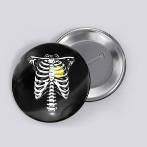 Softball Heart Skeleton Rib Cage Halloween Love Softball Button