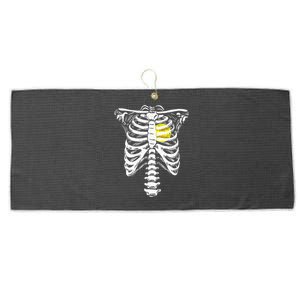 Softball Heart Skeleton Rib Cage Halloween Love Softball Large Microfiber Waffle Golf Towel