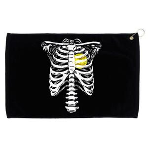 Softball Heart Skeleton Rib Cage Halloween Love Softball Grommeted Golf Towel