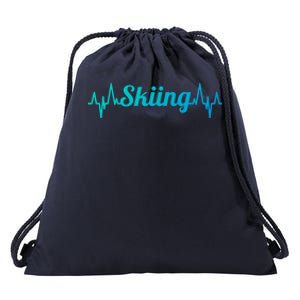 Ski Heartbeat Skiing Enthusiast Gift Drawstring Bag