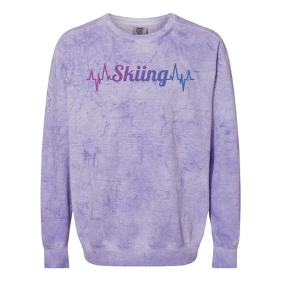 Ski Heartbeat Skiing Enthusiast Gift Colorblast Crewneck Sweatshirt