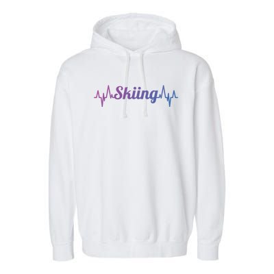 Ski Heartbeat Skiing Enthusiast Gift Garment-Dyed Fleece Hoodie