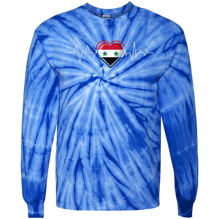 Syrian Heartbeat Syria Flag Gift Tie-Dye Long Sleeve Shirt