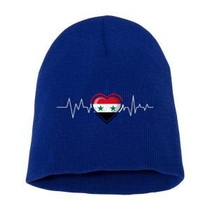 Syrian Heartbeat Syria Flag Gift Short Acrylic Beanie