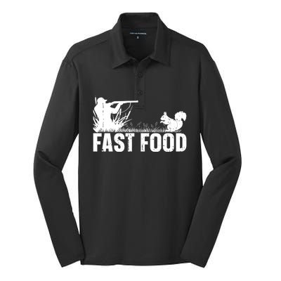 Squirrel Hunting Season Squirel Funny Vintage Fast Food Funny Gift Silk Touch Performance Long Sleeve Polo