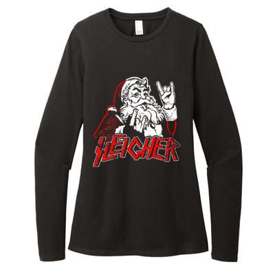 Sleigher Hail Santa Heavy Metal Christmas Womens CVC Long Sleeve Shirt