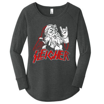 Sleigher Hail Santa Heavy Metal Christmas Women's Perfect Tri Tunic Long Sleeve Shirt