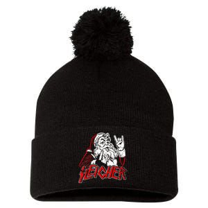 Sleigher Hail Santa Heavy Metal Christmas Pom Pom 12in Knit Beanie