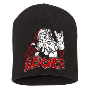 Sleigher Hail Santa Heavy Metal Christmas Short Acrylic Beanie