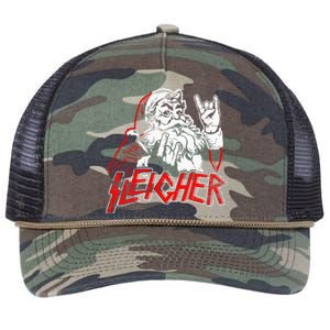 Sleigher Hail Santa Heavy Metal Christmas Retro Rope Trucker Hat Cap